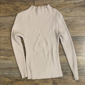 Elegant Cream Ribbed Women's Top